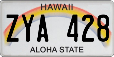 HI license plate ZYA428