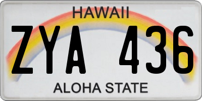 HI license plate ZYA436