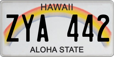 HI license plate ZYA442