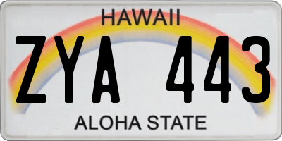 HI license plate ZYA443