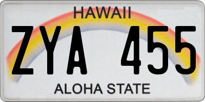 HI license plate ZYA455