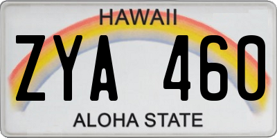 HI license plate ZYA460