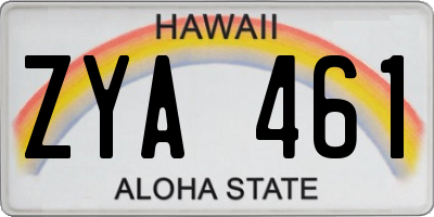 HI license plate ZYA461