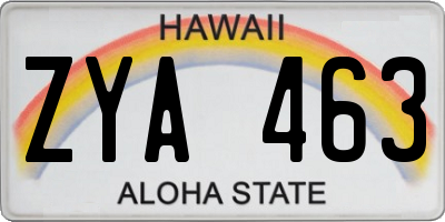HI license plate ZYA463