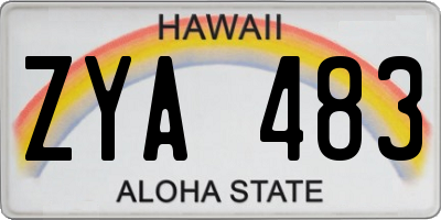 HI license plate ZYA483