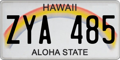 HI license plate ZYA485