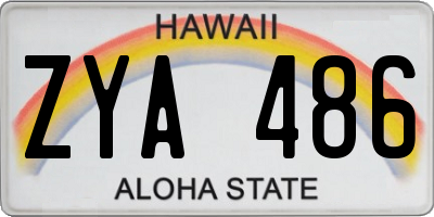 HI license plate ZYA486