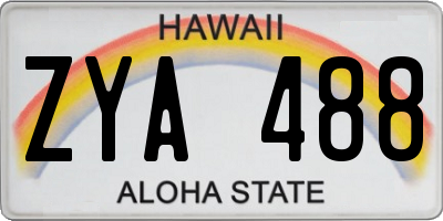 HI license plate ZYA488