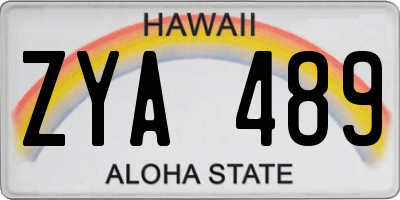 HI license plate ZYA489