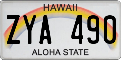 HI license plate ZYA490