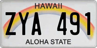 HI license plate ZYA491