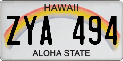 HI license plate ZYA494
