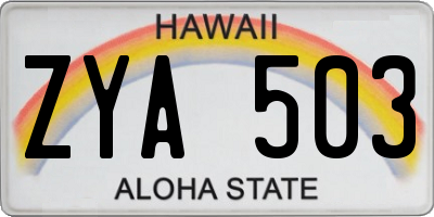 HI license plate ZYA503