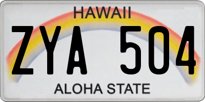 HI license plate ZYA504