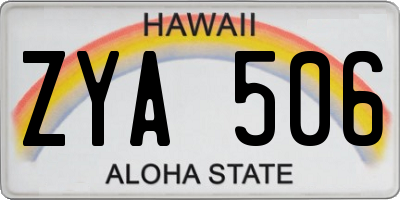 HI license plate ZYA506