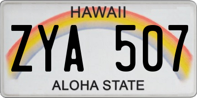 HI license plate ZYA507