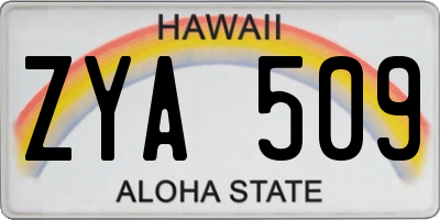 HI license plate ZYA509