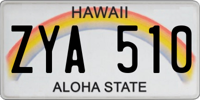 HI license plate ZYA510