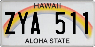 HI license plate ZYA511