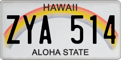 HI license plate ZYA514