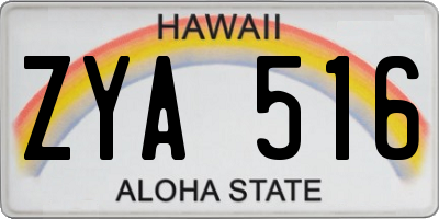 HI license plate ZYA516