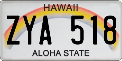 HI license plate ZYA518