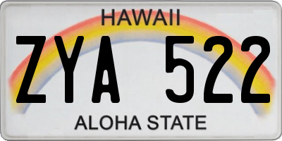 HI license plate ZYA522