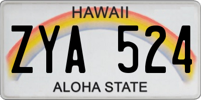 HI license plate ZYA524