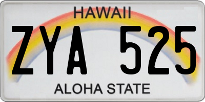 HI license plate ZYA525