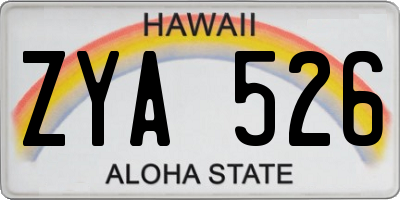 HI license plate ZYA526