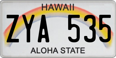 HI license plate ZYA535