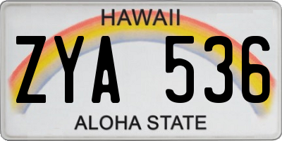 HI license plate ZYA536