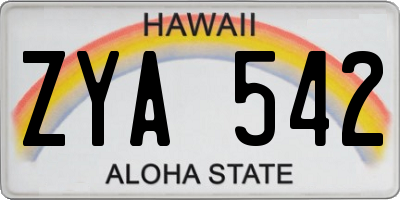 HI license plate ZYA542