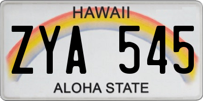 HI license plate ZYA545