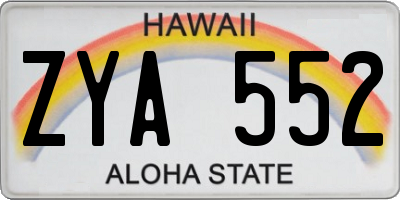 HI license plate ZYA552