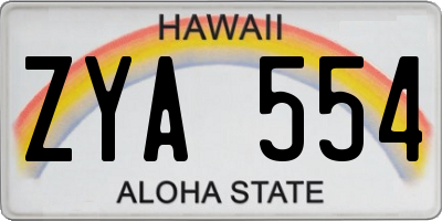 HI license plate ZYA554