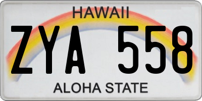 HI license plate ZYA558