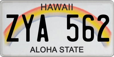 HI license plate ZYA562