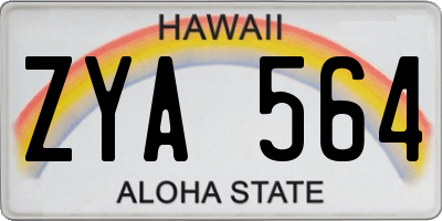 HI license plate ZYA564
