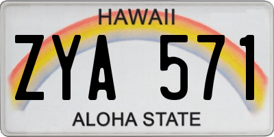 HI license plate ZYA571