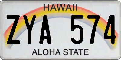 HI license plate ZYA574