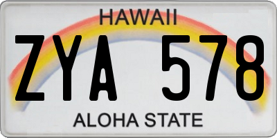 HI license plate ZYA578