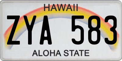 HI license plate ZYA583