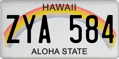 HI license plate ZYA584