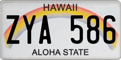 HI license plate ZYA586