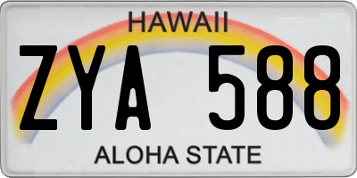 HI license plate ZYA588
