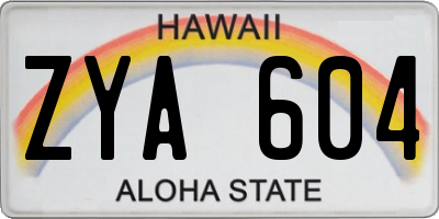 HI license plate ZYA604