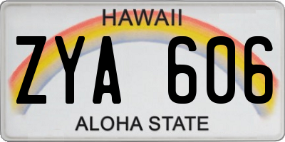 HI license plate ZYA606