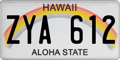 HI license plate ZYA612