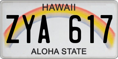 HI license plate ZYA617